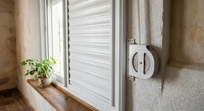 Ventana con persiana de lamas